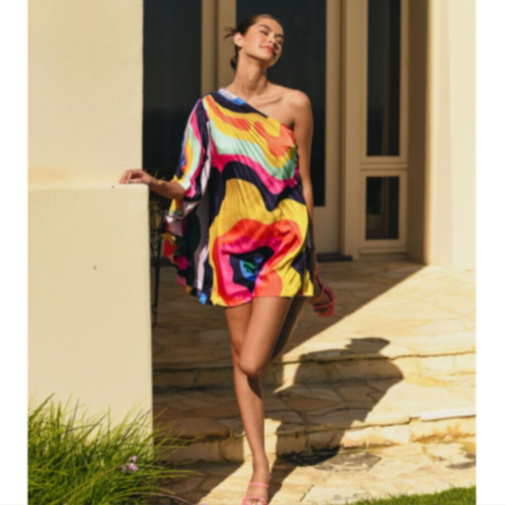 Brand New HUTCH ONE-SHOULDER PLEATED ROMPER